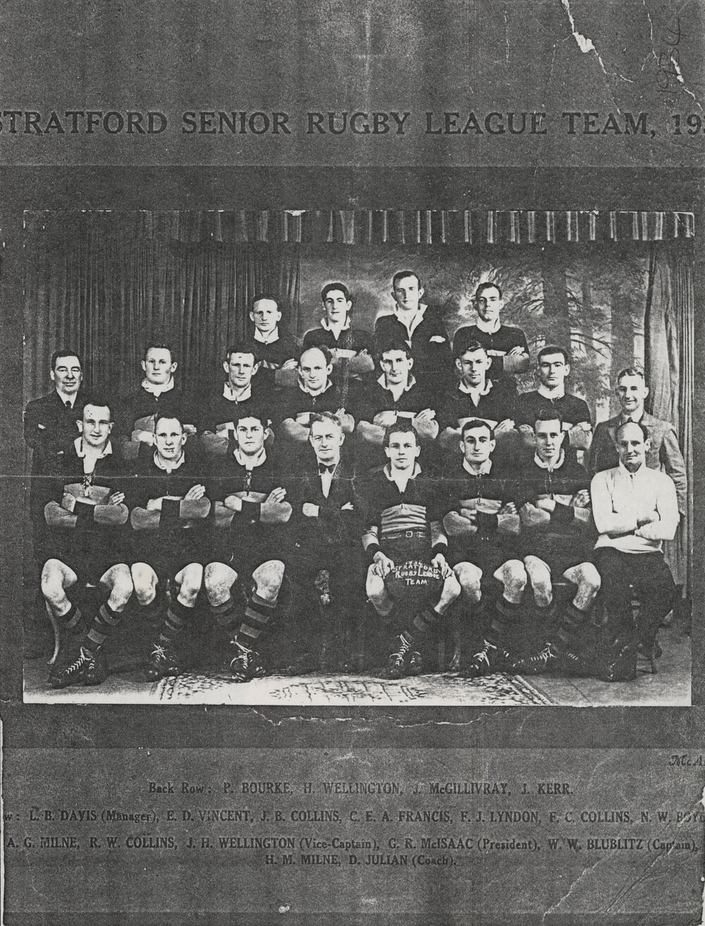 Stratford Senior Rugby League team, year unknown