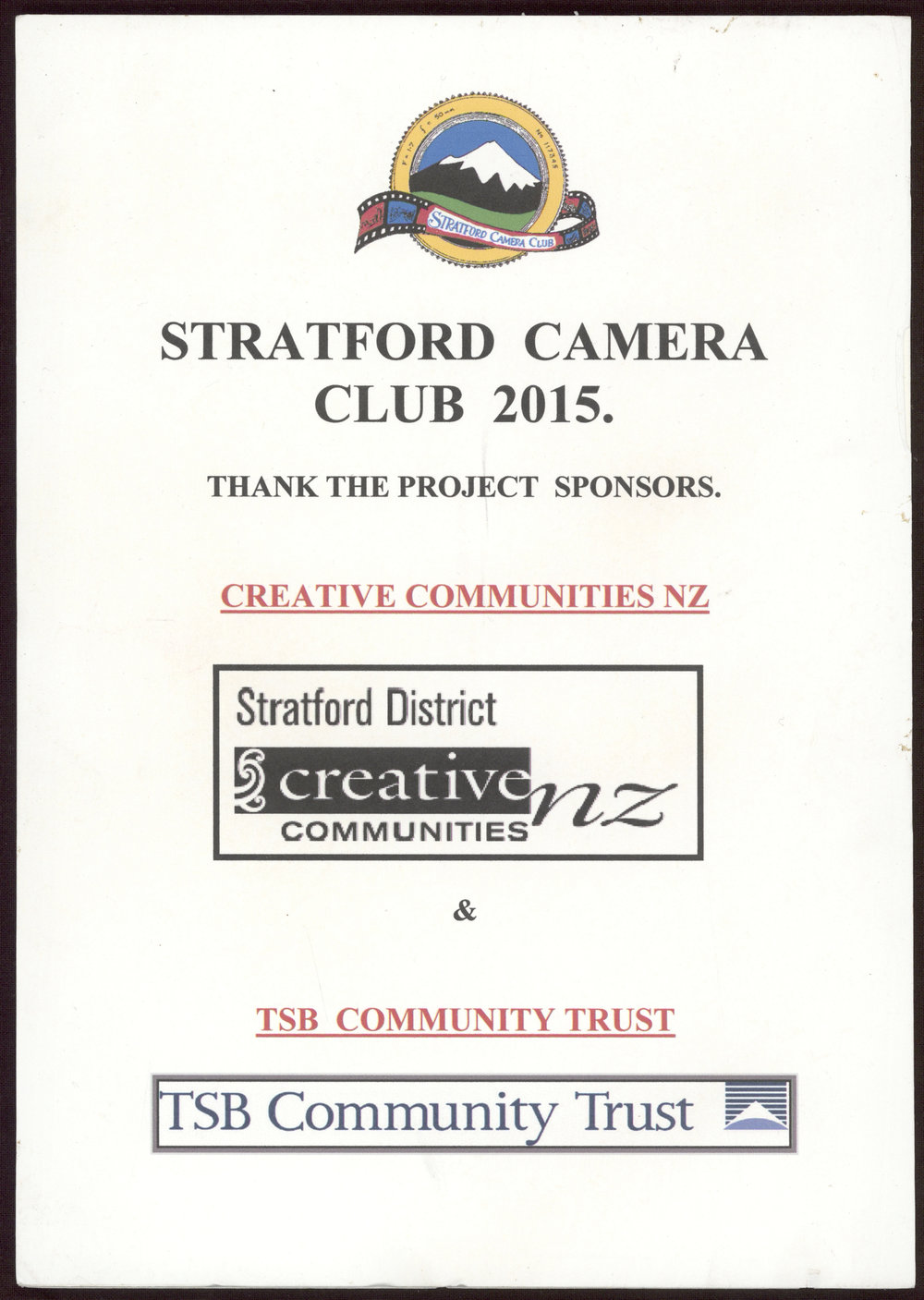 Camera Club Thank You, 2015