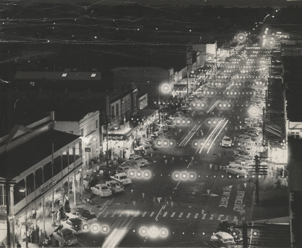 Broadway at night, date unknown. 