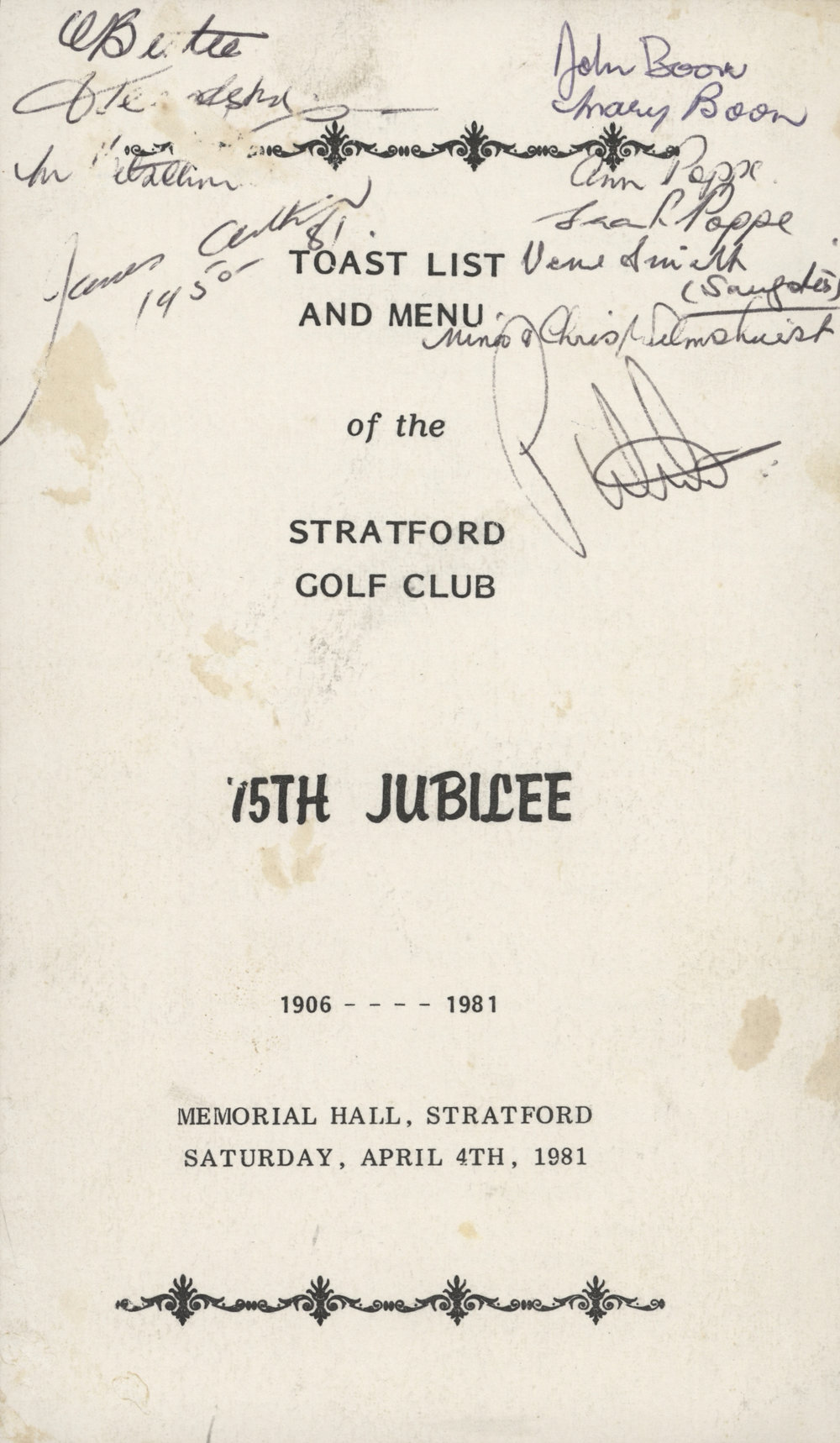 Stratford Golf Club 75th Jubilee 