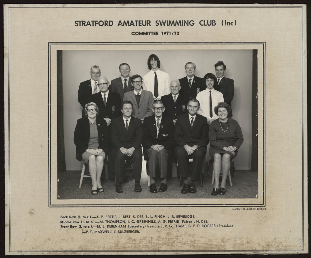Stratford Swimming Club Committee, 1971/1972