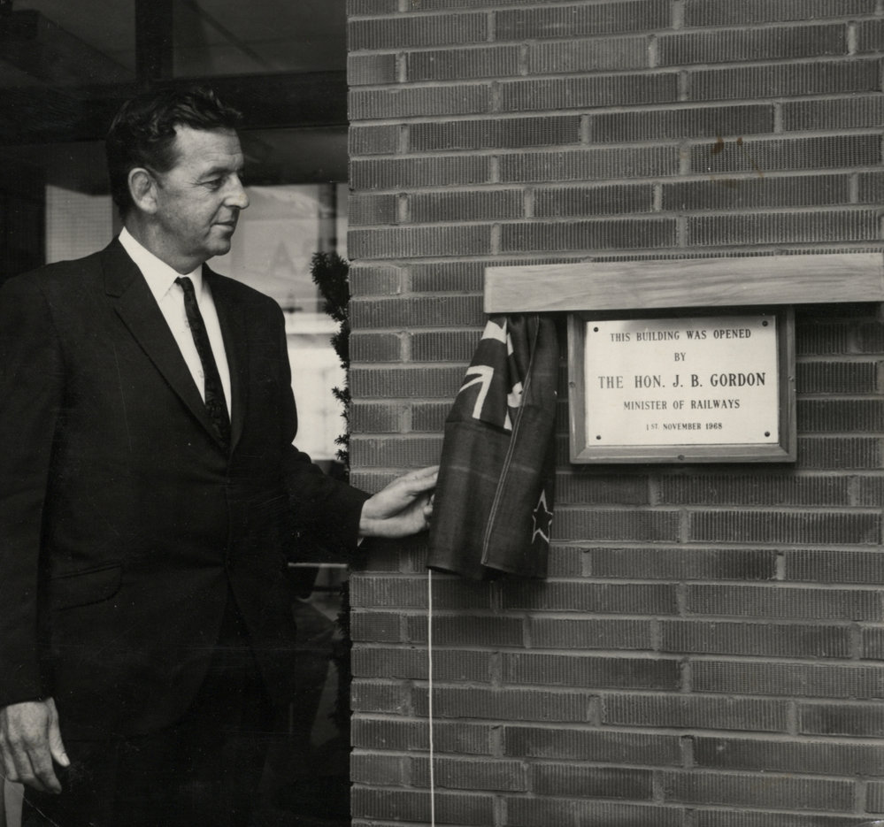 Hon. J.B Gordon, opening of Stratford Railway Station 