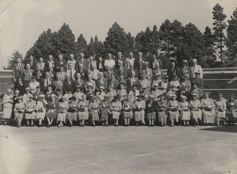 5 rows of people, possibly a reunion 