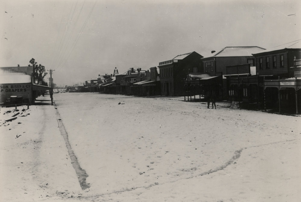 Stratford Broadway with a fall of snow 