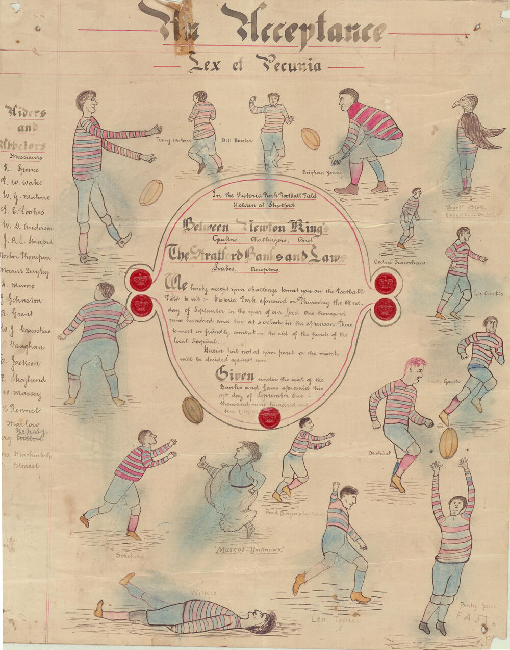 Rugby Scroll - Newton Kings and Stratford Banks and Laws