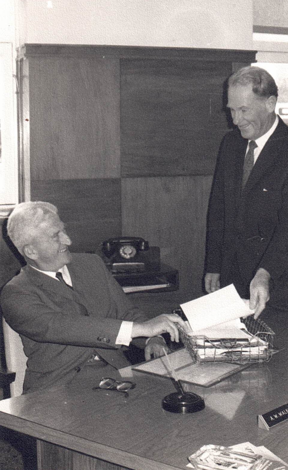 Rae Gooch, new manager of Stratford BNZ - November 1971