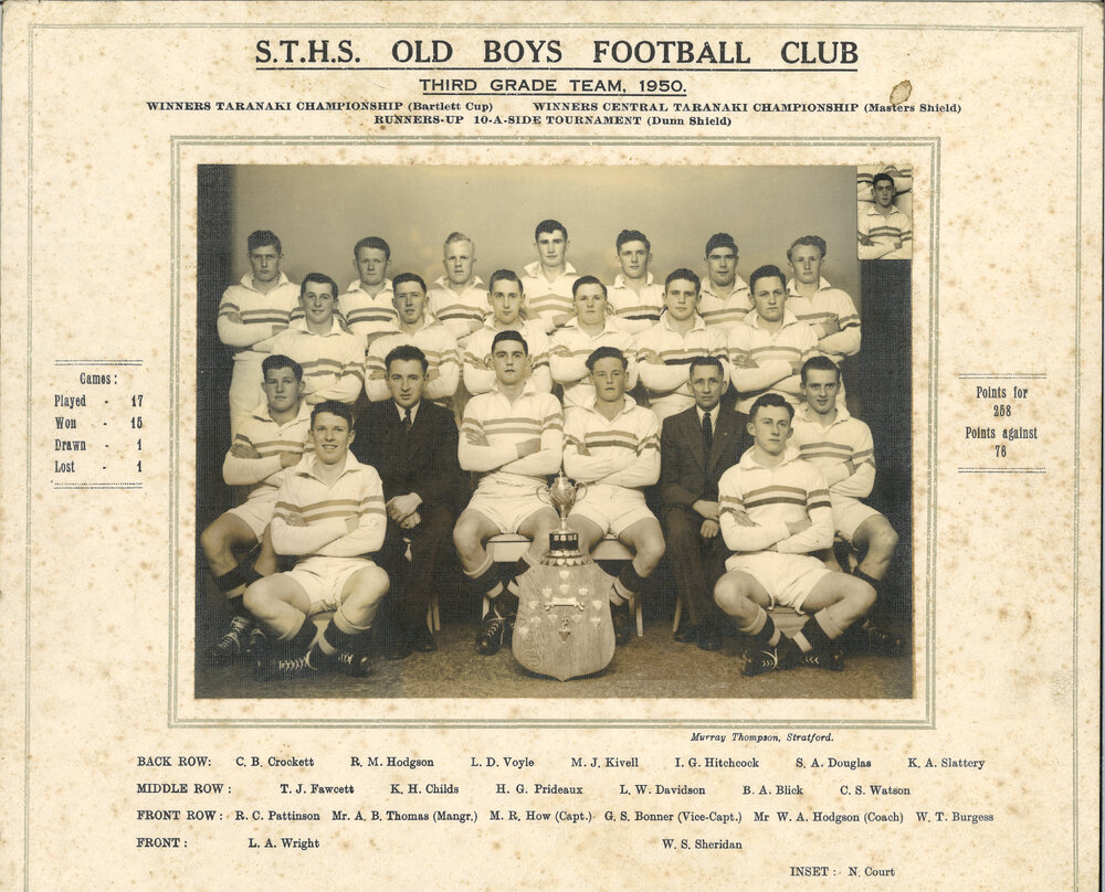 STHS Old Boys Rugby Football Club Third Grade 1950