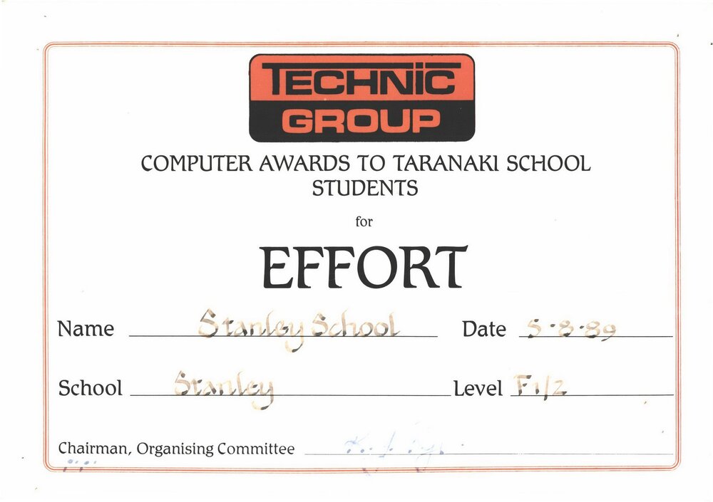Stanley School Computer Awards - 1989