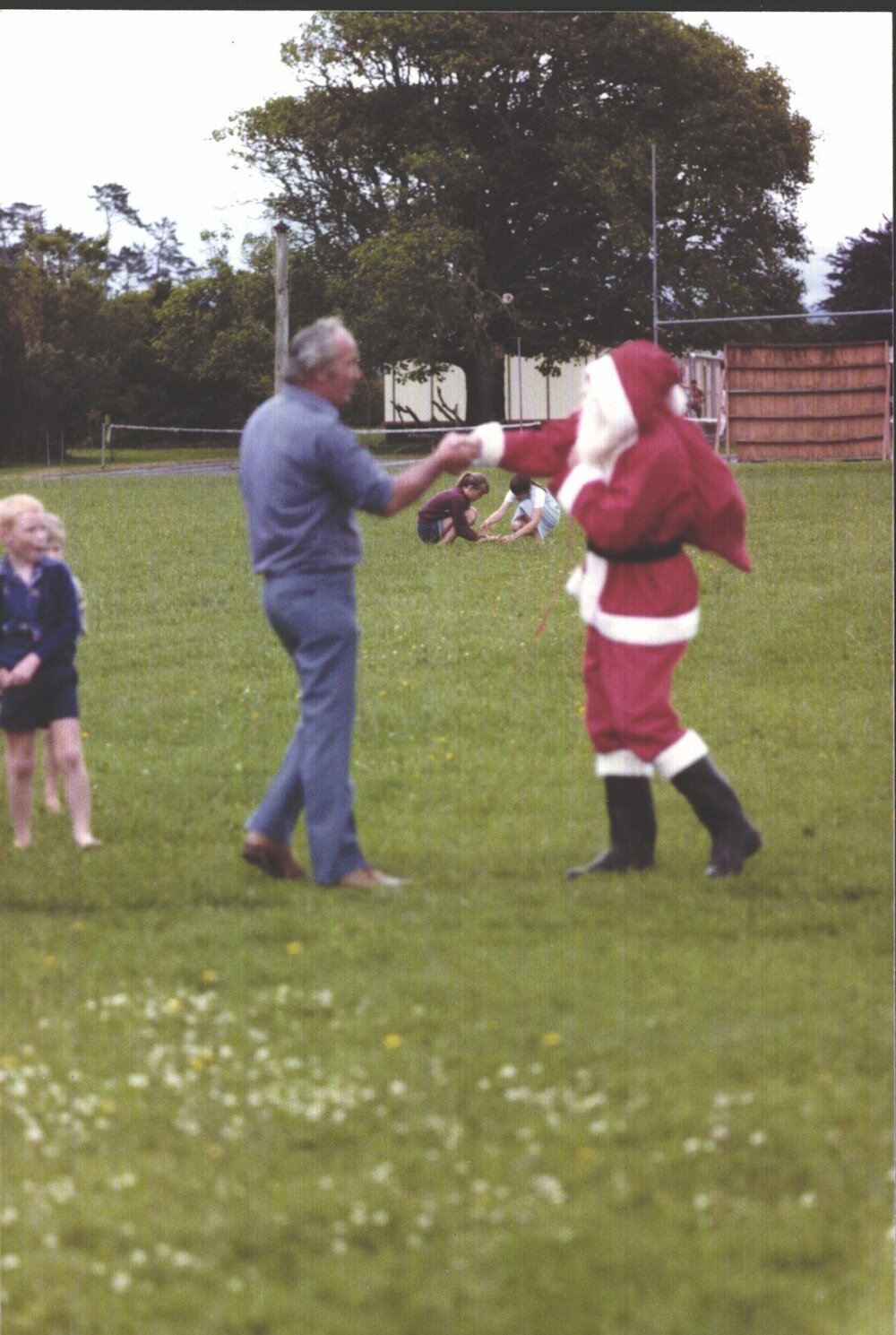 Stanley School - Father Christmas arrives by helicopter - 1984