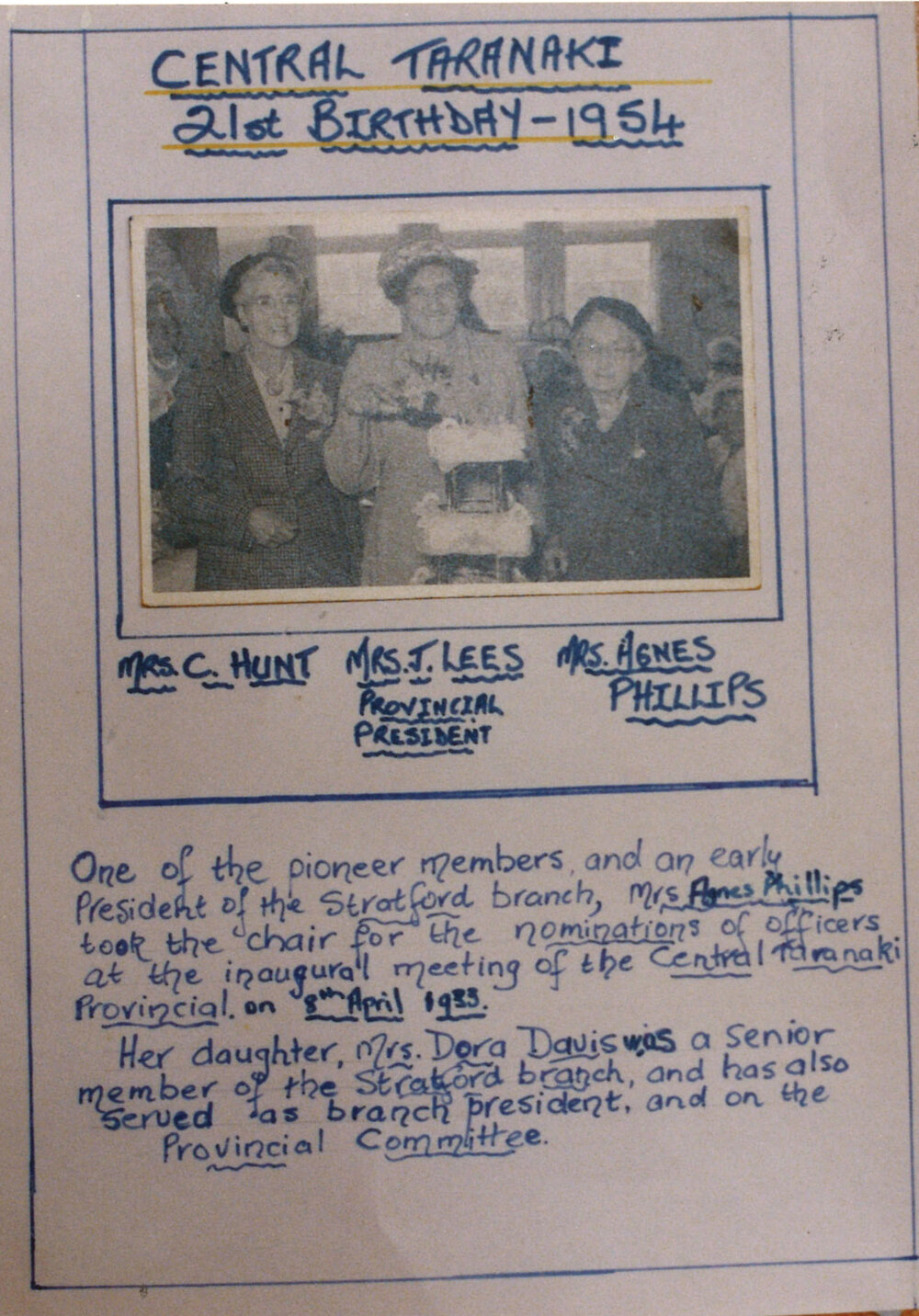 Central Taranaki Provincial Rural Womens New Zealand 60th Jubilee 1993