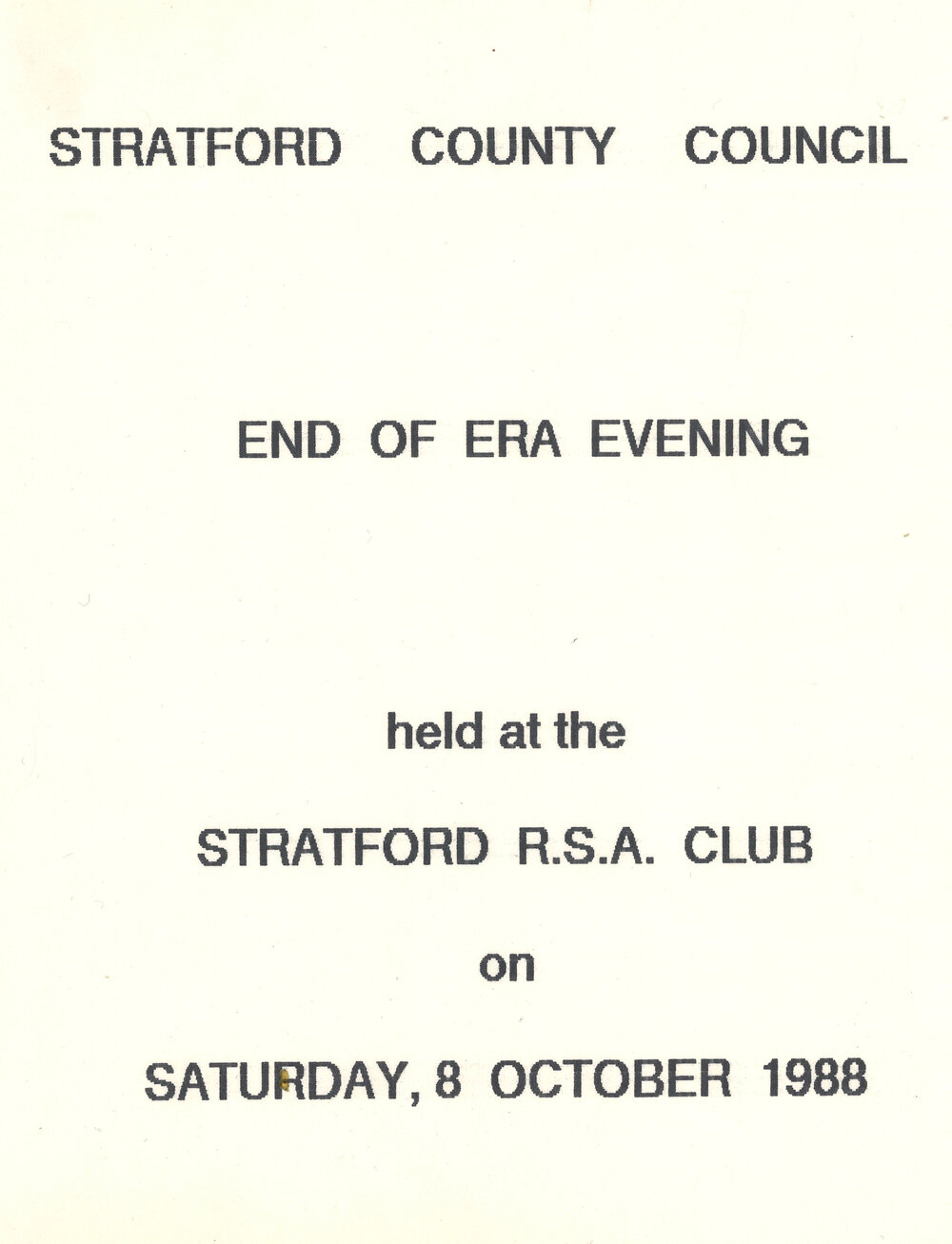 Stratford County Council End of Era Evening 1988