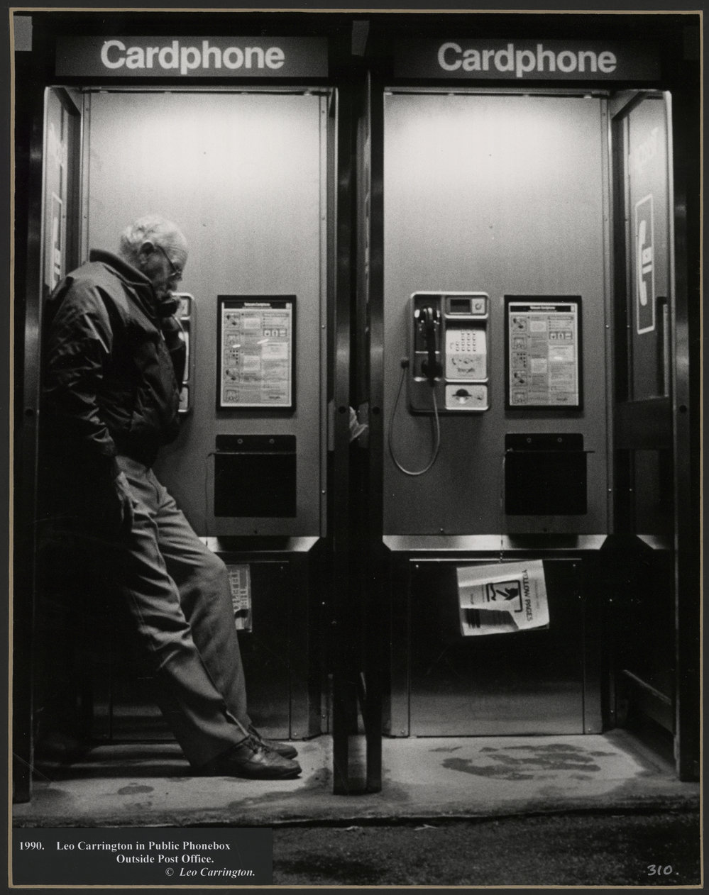 Leo Carrington in Public Phonebox Outside Post Office