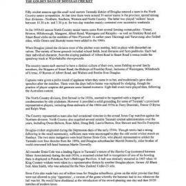 Golden Days of Douglas Cricket