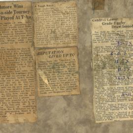 Newspaper clippings on back of Strathmore Football Club 1936