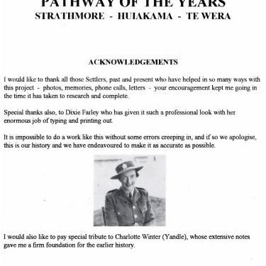 Pathway of the Years - Strathmore, Huiakama, Te Wera - 1896-1996