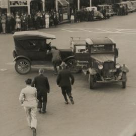 Two cars involved in accident on Broadway.