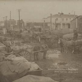 Farmers taking delivery of basic slag, Stratford Station.