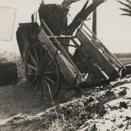 Farm equipment, cart for hauling grain.