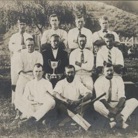 Cricket team and trophy