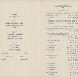 Stratford Co-operative Dairy Company Diamond Jubilee Dinner