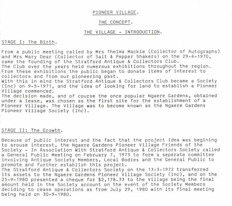 History of the Pioneer Village