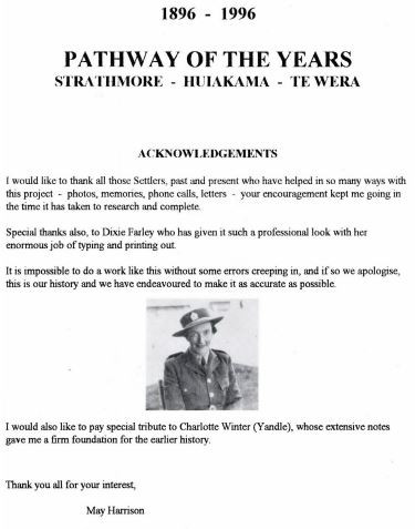 Pathway of the Years - Strathmore, Huiakama, Te Wera - 1896-1996